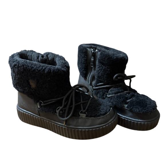 0158 Prajar Canada 8-8.5 US Sz Anet Short Echo Waterproof Suede Faux Fur Boots - Picture 2 of 4